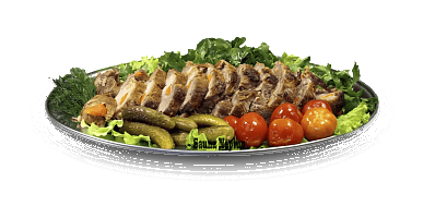 Свиная шея шпигованная овощами