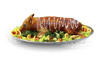 Запечённый молодой поросенок фаршированный  гречкой с грибами